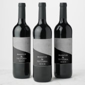 コンクリート白黒モダン結婚ズ ワインラベル (ボトル)