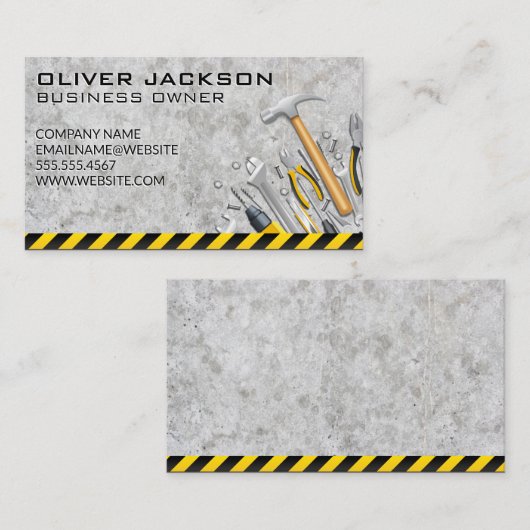コンクリート背景 | ハードウェアのハンドツール 名刺 (正面/裏面)