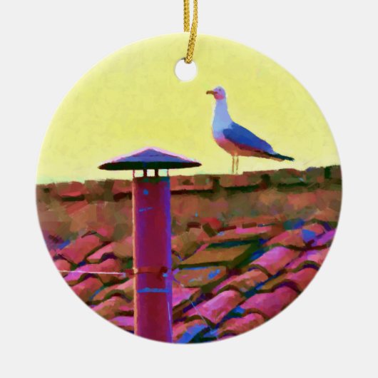 コンクレーブの午後のカモメ セラミックオーナメント (正面)