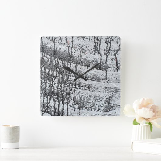 コンク絵を描リートの黒点 スクエア壁時計 (ホーム)