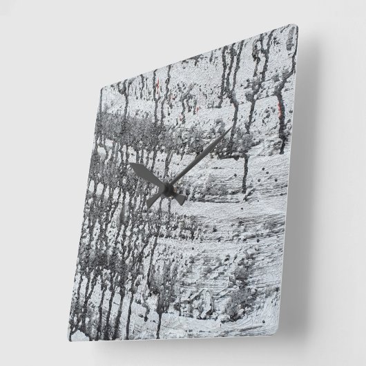 コンク絵を描リートの黒点 スクエア壁時計 (傾斜)