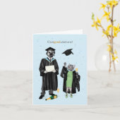 コングレーデーションズドッティドッグと子猫祝ズ カード (黄色い花)