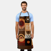 コングーのモチーフ背景グリッド エプロン (着用した状態)