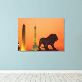 コンコルド広場；エッフェルタワー；オベリスク； キャンバスプリント (インサイチュ (ウッドフロア))