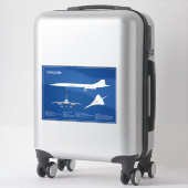 コンコルド – 飛行機の設計図スケッチ計画ABD シール (スーツケース)