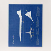 コンコルド – 飛行機の設計図スケッチ計画ABD ジグソーパズル (縦)