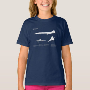 コンコルド – 飛行機の設計図スケッチ計画ABD Tシャツ