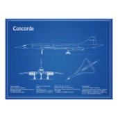 コンコルド – 飛行機の設計図スケッチ計画AD フォトプリント            (正面)