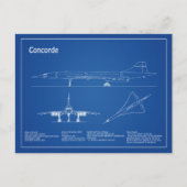 コンコルド – 飛行機の設計図スケッチ計画AD ポストカード (正面)