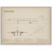 コンコルド – 飛行機の設計図スケッチ計画SD シール (正面)
