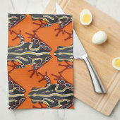 コンゴのアマガエルのオレンジ キッチンタオル (四つ折り)
