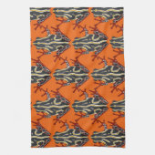 コンゴのアマガエルのオレンジ キッチンタオル (縦)
