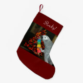 コンゴアフリカの灰色のオウムメリークリスマスツリー スモールクリスマスストッキング (正面 (吊り時))