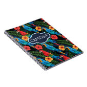 コンゴウインコおよびハイビスカスパターン|はあなたの名前を加えます ノートブック (右側)