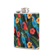 コンゴウインコおよびハイビスカスパターン フラスク (左)