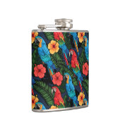 コンゴウインコおよびハイビスカスパターン フラスク (右)