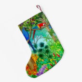 コンゴウインコのオウムのジャングルのクリスマスのストッキング スモールクリスマスストッキング (裏面 (吊り時))