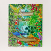 コンゴウインコのオウムの熱帯ジャングルのジグソーパズル ジグソーパズル (縦)