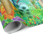 コンゴウインコのオウムの熱帯ジャングルの包装紙 ラッピングペーパー (ロールコーナー)