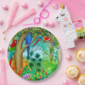 コンゴウインコのオウムの芸術のジャングルの紙皿 ペーパープレート (パーティー)