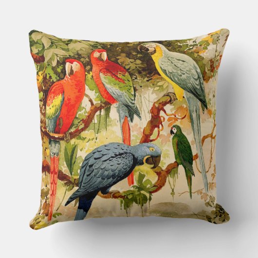コンゴウインコのオウムの鳥の野性生物動物の装飾用クッション クッション (裏面)