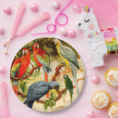 コンゴウインコのオウムの鳥動物の野性生物の紙皿 ペーパープレート (パーティー)