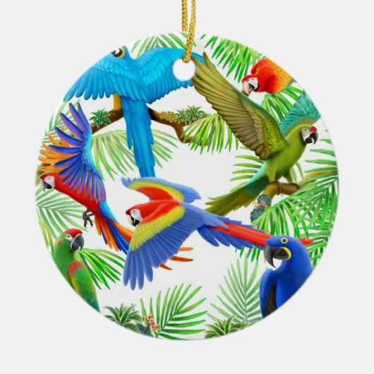 コンゴウインコのジャングルのオーナメント セラミックオーナメント (正面)
