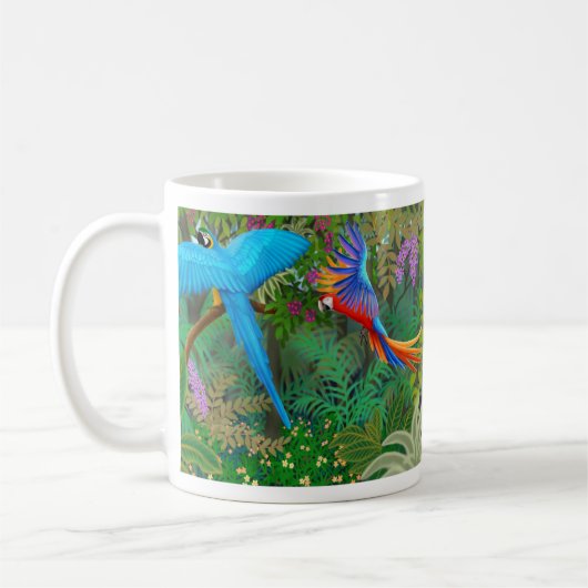 コンゴウインコのジャングルのマグ コーヒーマグカップ (左)