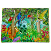 コンゴウインコの大きい熱帯ジャングルのギフトバッグ ラージペーパーバッグ (正面)