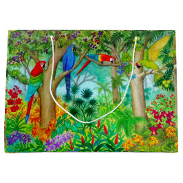 コンゴウインコの大きい熱帯ジャングルのギフトバッグ ラージペーパーバッグ