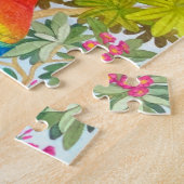 コンゴウインコの水彩画のオウムのパズル ジグソーパズル (側面)