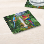 コンゴウインコの熱帯オウム スクエアペーパーコースター (アングル)