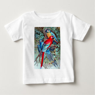 コンゴウインコの野生の鳥の多彩な絵画をオウム返しします ベビーTシャツ