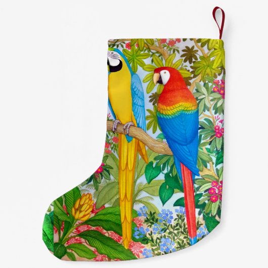 コンゴウインコは熱帯クリスマスのストッキングをオウム返しします スモールクリスマスストッキング (裏面)