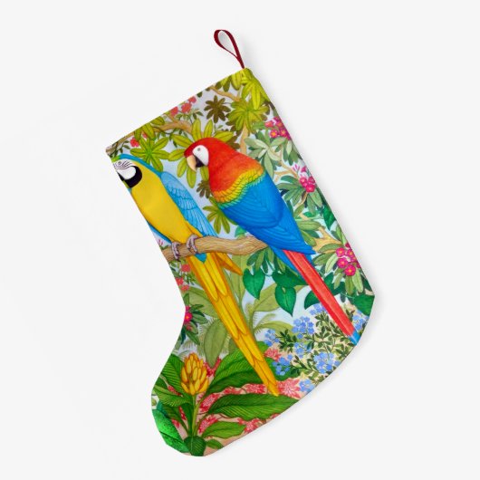 コンゴウインコは熱帯クリスマスのストッキングをオウム返しします スモールクリスマスストッキング (裏面 (吊り時))