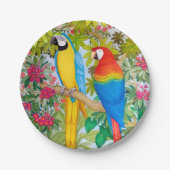 コンゴウインコは熱帯鳥の紙皿をオウム返しします ペーパープレート (正面)