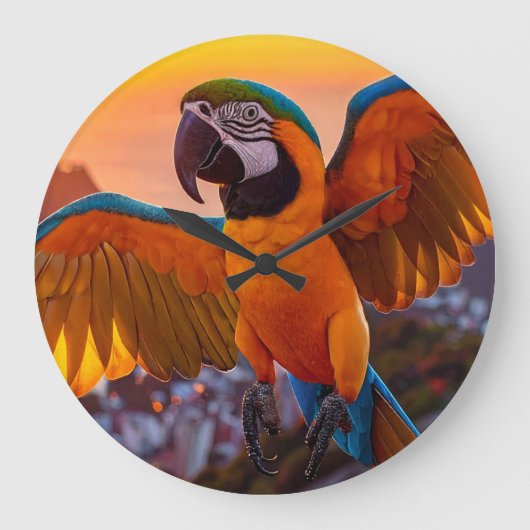 コンゴウインコ ラージ壁時計 (正面)