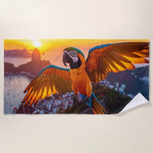 コンゴウインコ リオデジャネイロ ビーチタオル (正面)
