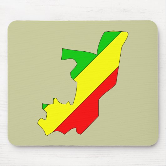 コンゴブラザヴィルの旗の地図 マウスパッド (正面)