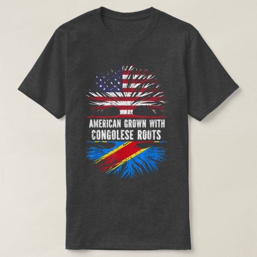 コンゴルーツ米国国旗コンゴで栽培されたアメリカ人 Tシャツ (デザイン正面)