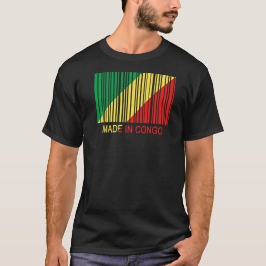 コンゴ共和国 フラグバーコード プレミアム Tシャツ (正面)