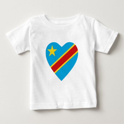 コンゴ国旗のハートTシャツ ベビーTシャツ (正面)