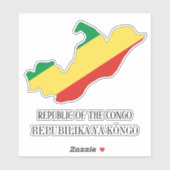 コンゴ国旗の国魅力的際地図 シール (シート)