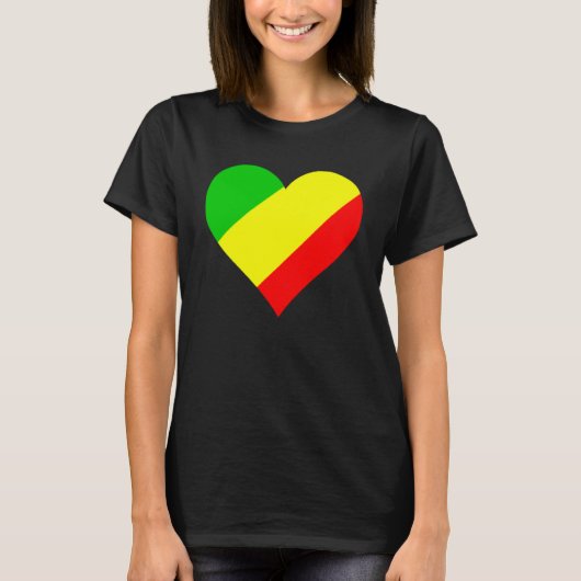 コンゴ国旗ハートコンゴ愛コンゴ Tシャツ (正面)