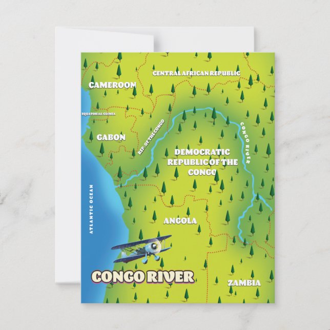 コンゴ川美しいヴィンテージの地図 (正面)