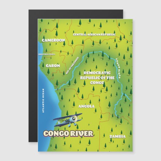 コンゴ川美しいヴィンテージの地図 (正面/裏面)