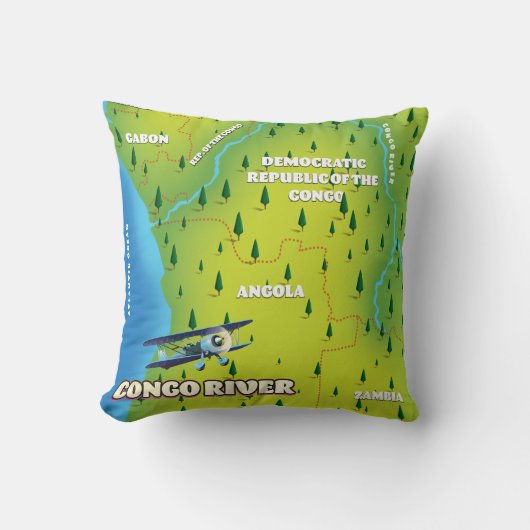 コンゴ川美しいヴィンテージの地図 クッション (正面)