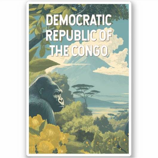 コンゴ民主共和国のイラスト シール (正面)