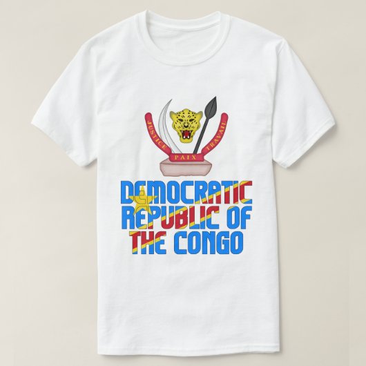 コンゴ民主共和国の国旗とコート Tシャツ (デザイン正面)