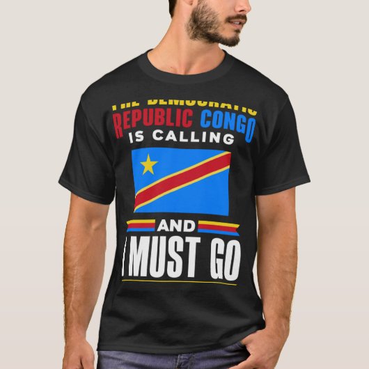 コンゴ民主共和国コンゴ国旗コンゴ民主共和国 Tシャツ (正面)